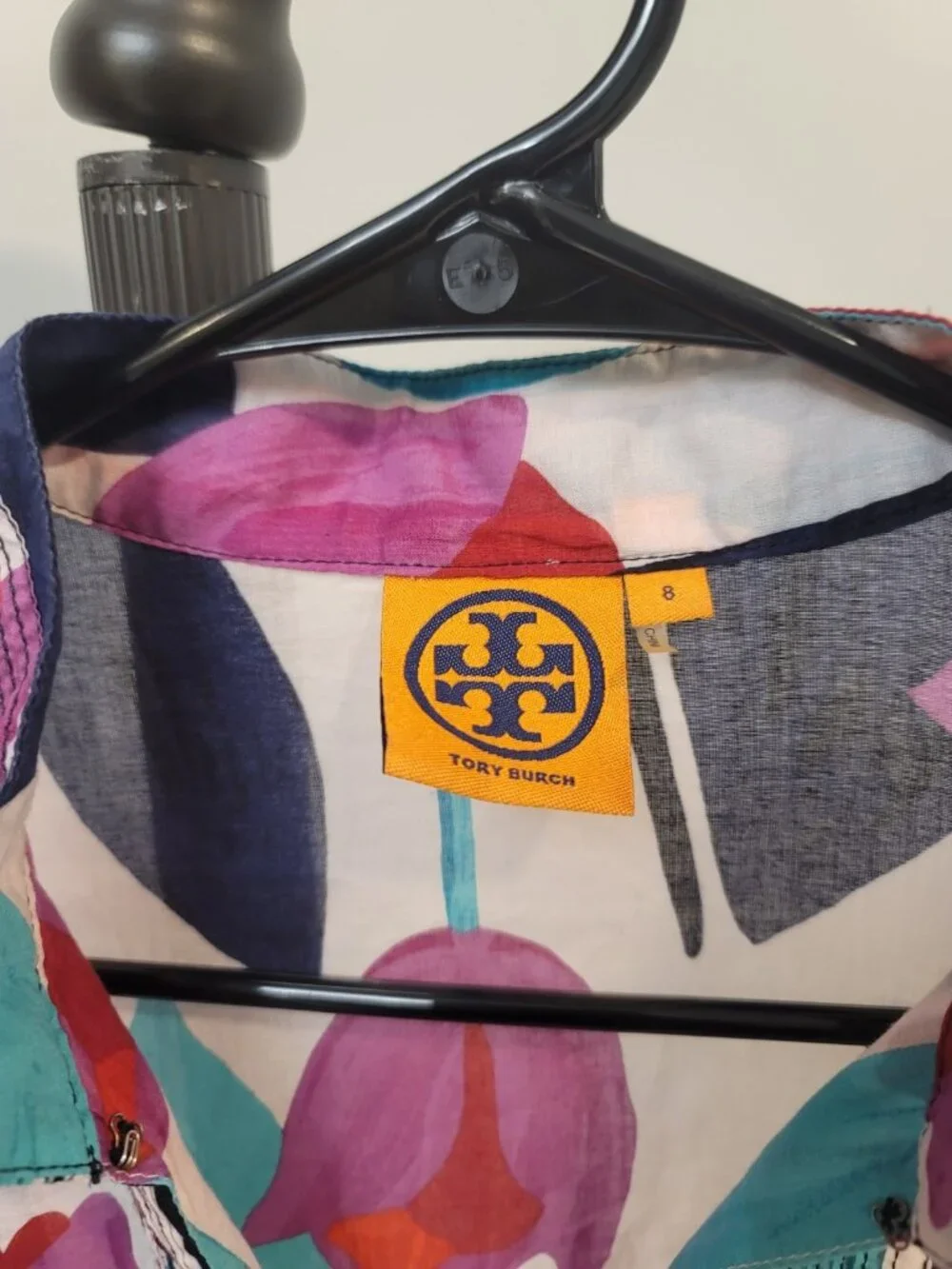 Tory Burch Tulip Floral Daniella 3/4 Sleeve Cotton Dress Size 8 EUC Multicolor